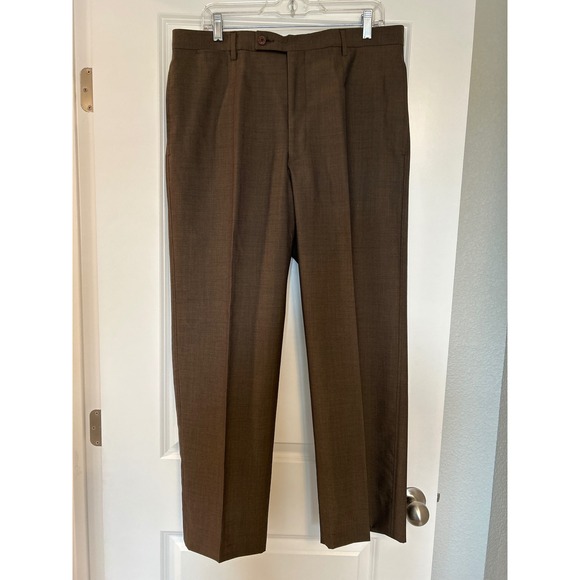DOLCE GABBANA Men's Brown Wool Dress Pants 36x29 Tailored Fit Business Trousers